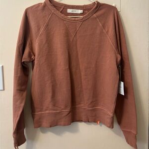 AE77 American Eagle Distressed Brown/Orange Sweatshirt Crewneck Women's Size XS